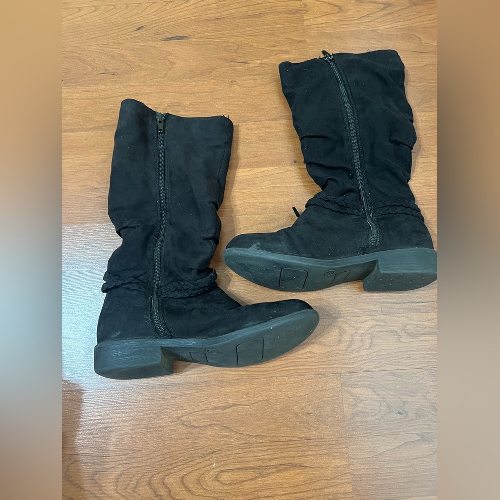 LITTLE GIRLS BLACK KNEE BOOTS